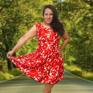 Danny and Nicoles Fit & Flare Midi Dress Floral Sleeveless Lightweight Spring